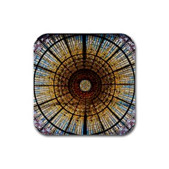 Barcelona Stained Glass Window Rubber Square Coaster (4 Pack) by Cemarart