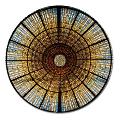 Barcelona Stained Glass Window Magnet 5  (round)