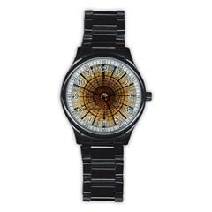 Barcelona Stained Glass Window Stainless Steel Round Watch by Cemarart