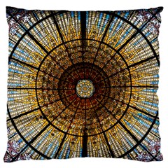 Barcelona Stained Glass Window Standard Premium Plush Fleece Cushion Case (One Side)