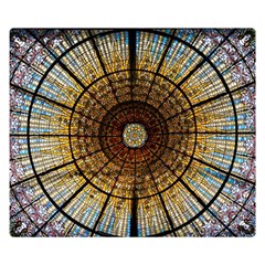 Barcelona Stained Glass Window Two Sides Premium Plush Fleece Blanket (small)