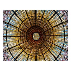 Barcelona Stained Glass Window Two Sides Premium Plush Fleece Blanket (large)