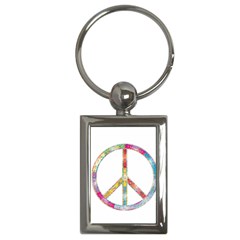 Flourish Decorative Peace Sign Key Chain (rectangle)