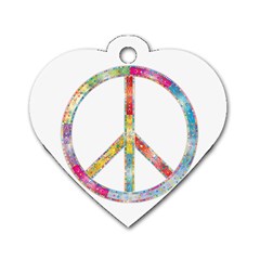 Flourish Decorative Peace Sign Dog Tag Heart (one Side)