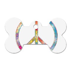 Flourish Decorative Peace Sign Dog Tag Bone (two Sides)