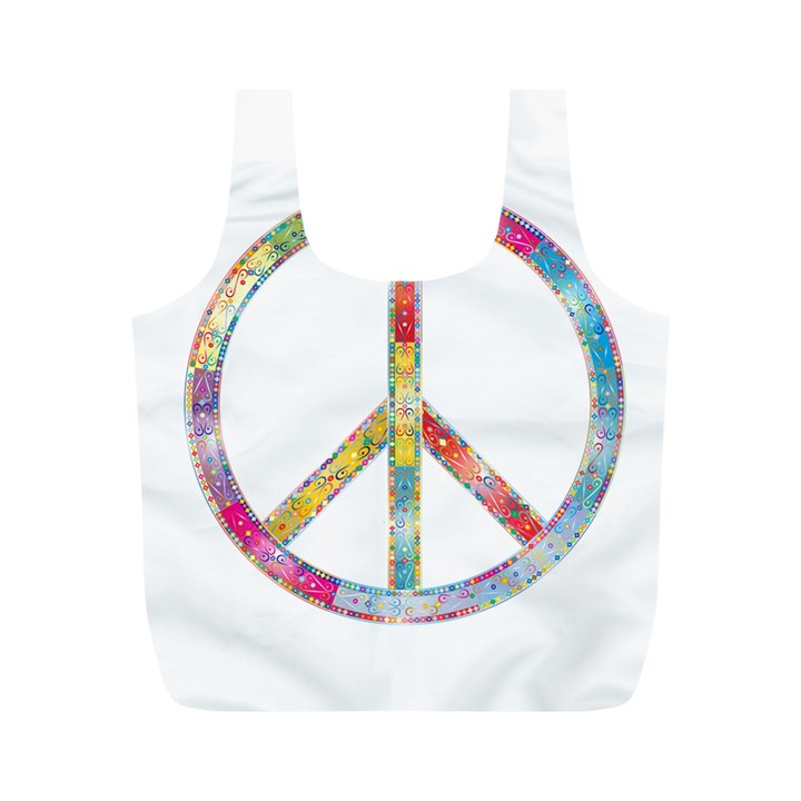 Flourish Decorative Peace Sign Full Print Recycle Bag (M)