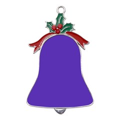 Ultra Violet Purple Metal Holly Leaf Bell Ornament by bruzer