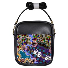 Authentic Aboriginal Art - Discovering Your Dreams Girls Sling Bag