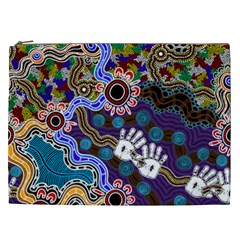 Authentic Aboriginal Art - Discovering Your Dreams Cosmetic Bag (xxl) by hogartharts