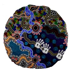 Authentic Aboriginal Art - Discovering Your Dreams Large 18  Premium Round Cushions