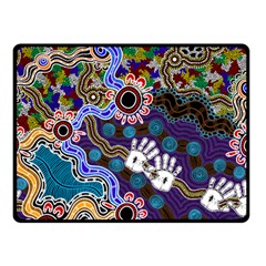 Authentic Aboriginal Art - Discovering Your Dreams Two Sides Fleece Blanket (Small)