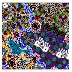 Authentic Aboriginal Art - Discovering Your Dreams Square Satin Scarf (36  X 36 ) by hogartharts