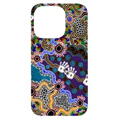 Authentic Aboriginal Art - Discovering Your Dreams iPhone 14 Pro Black UV Print Case