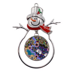 Authentic Aboriginal Art - Discovering Your Dreams Metal Snowman Ornament