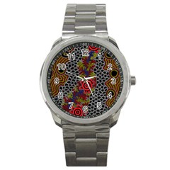 Authentic Aboriginal Art - Gathering 2 Sport Metal Watch by hogartharts