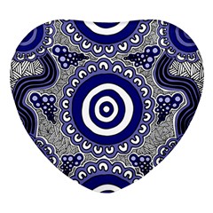 Authentic Aboriginal Art - Gathering Heart Glass Fridge Magnet (4 Pack) by hogartharts