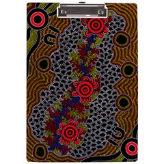 Authentic Aboriginal Art - Gathering 2 A4 Acrylic Clipboard by hogartharts