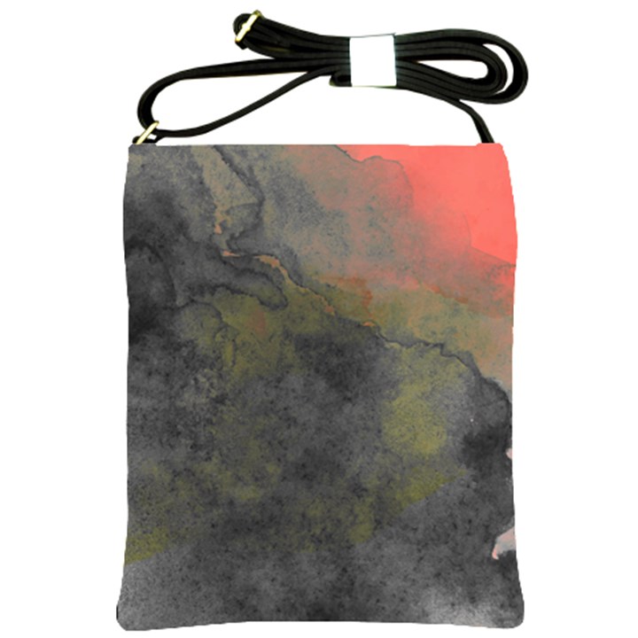 peach and green abstract Shoulder Sling Bag