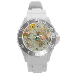 Iceland Aurora Borealis Round Plastic Sport Watch (l) by Proyonanggan