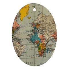 Vintage World Map Ornament (oval)