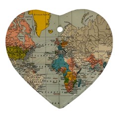 Vintage World Map Ornament (heart) by Proyonanggan