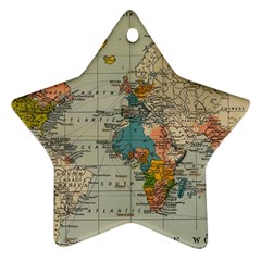 Vintage World Map Star Ornament (two Sides)