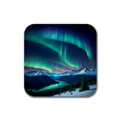 Aurora Borealis Rubber Square Coaster (4 Pack)