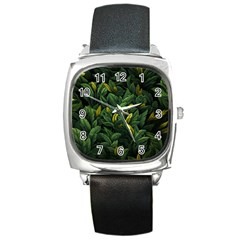 Banana Leaves Square Metal Watch