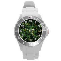 Banana leaves Round Plastic Sport Watch (L)