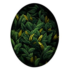 Banana leaves Oval Glass Fridge Magnet (4 pack)