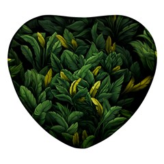 Banana Leaves Heart Glass Fridge Magnet (4 Pack)