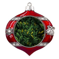 Banana leaves Metal Snowflake And Bell Red Ornament