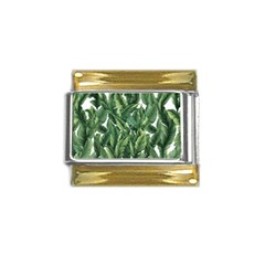 Green Banana Leaves Gold Trim Italian Charm (9mm) by goljakoff