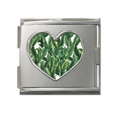 Green Banana Leaves Mega Link Heart Italian Charm (18mm)