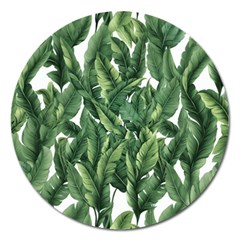 Green Banana Leaves Magnet 5  (round)