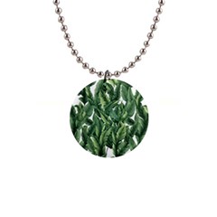 Green Banana Leaves 1  Button Necklace by goljakoff