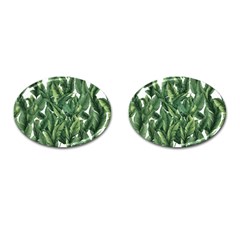 Green Banana Leaves Cufflinks (oval)