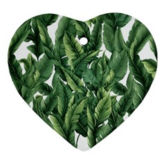 Green Banana Leaves Heart Ornament (two Sides)