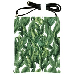 Green Banana Leaves Shoulder Sling Bag by goljakoff