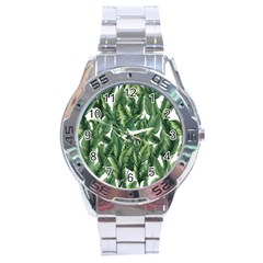 Green Banana Leaves Stainless Steel Analogue Watch