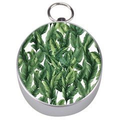 Green Banana Leaves Silver Compasses