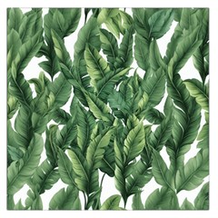 Green Banana Leaves Square Satin Scarf (36  X 36 )