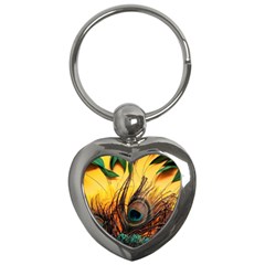 City Light Sky Landmark Painting Key Chain (heart)