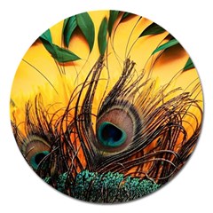 City Light Sky Landmark Painting Magnet 5  (round)