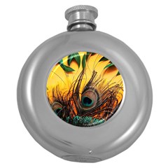 Oceans Stunning Painting Sunset Scenery Wave Paradise Beache Mountains Round Hip Flask (5 Oz)