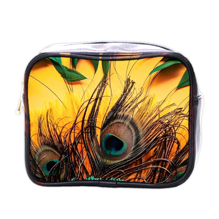 Sunset Illustration Water Night Sun Landscape Grass Clouds Painting Digital Art Drawing Mini Toiletries Bag (One Side)