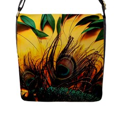 Sunset Illustration Water Night Sun Landscape Grass Clouds Painting Digital Art Drawing Flap Closure Messenger Bag (l)