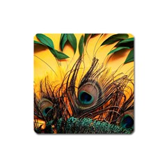 Forest Owl Art Snow Winter Square Magnet