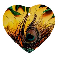 Forest Owl Art Snow Winter Heart Ornament (two Sides)