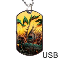 Forest Owl Art Snow Winter Dog Tag Usb Flash (two Sides)